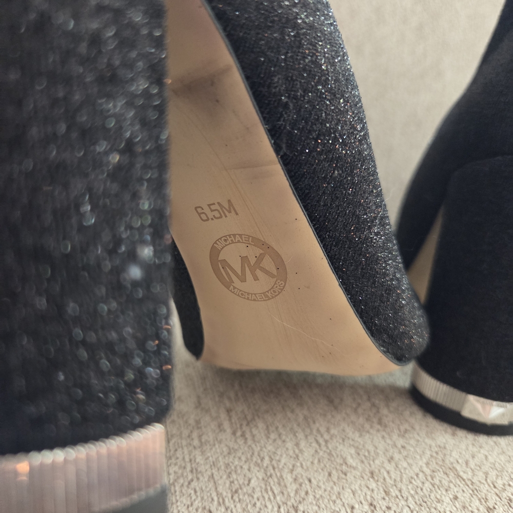 Michael Kors Glitter Black Heeled Boots - Picture 7 of 8